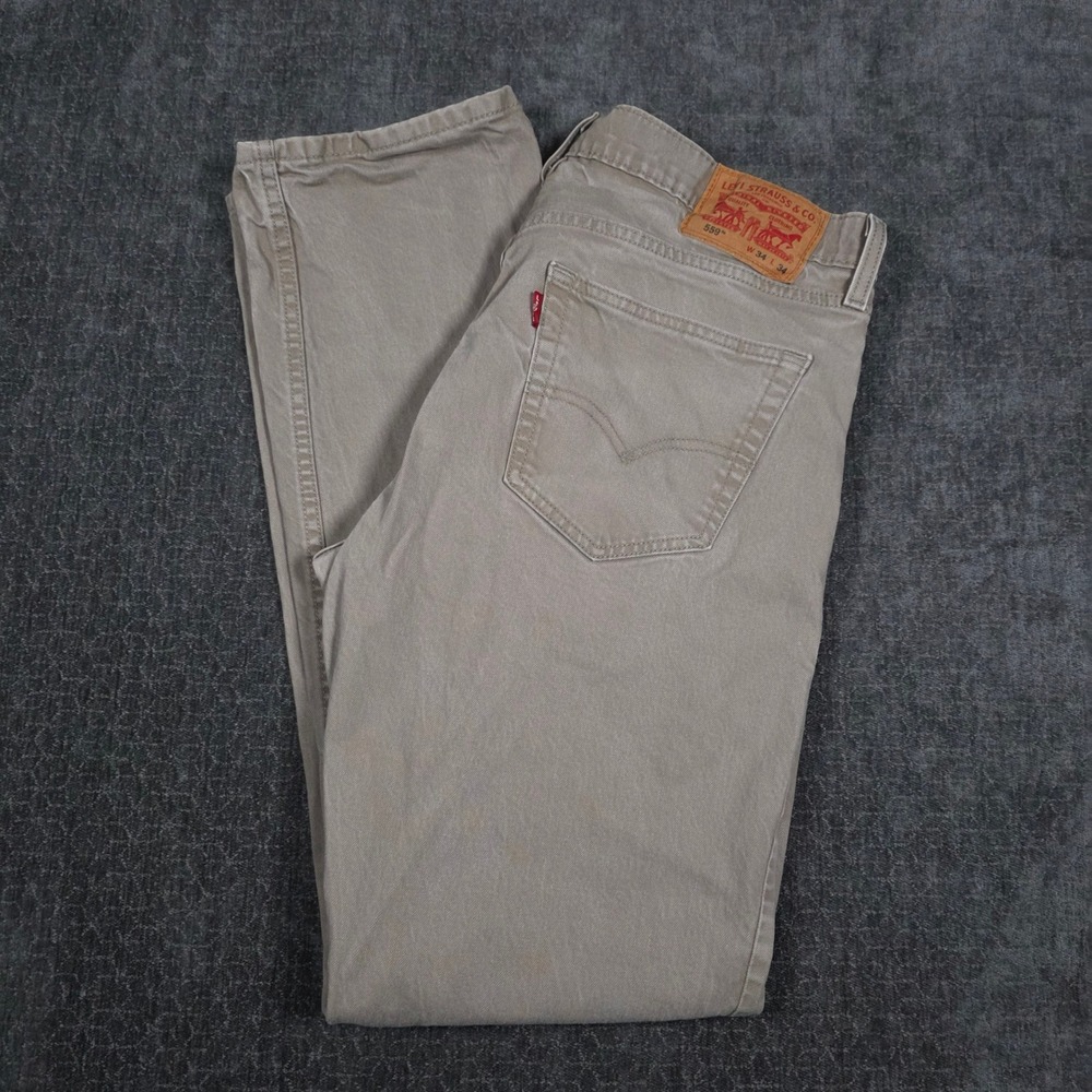 Levis 559 Relaxed Straight Jeans Mens 34x32 Khaki Tan Beige Denim Pants